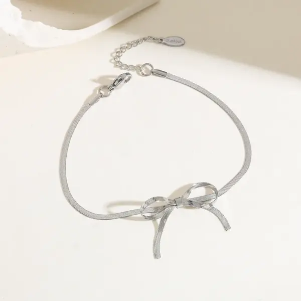 Wholesale PVD Coated 18K Gold Plated Bow Knot Stainless Steel Simple Style Classic Style Waterproof Non Tarnish 304 Stainless Steel Necklace