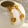 Wholesale Heart Shape Stud Earrings For Women With Claw Setting, 18K Real Gold Plated 304 Stainless Steel Featuring Shell Inlay And PVD Coating