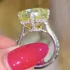Wholesale Geometric Women’s Ring In Copper With White K Water Plating, Claw Setting Featuring Zircon Inlay