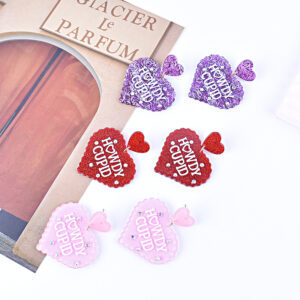 Wholesale  Valentine's Day earrings red pink purple lovely earrings Cupid letter earrings