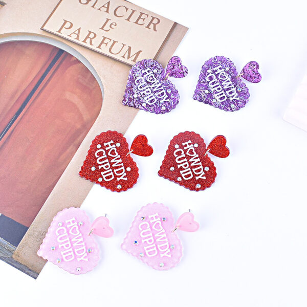 Wholesale  Valentine's Day earrings red pink purple lovely earrings Cupid letter earrings