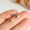 oly-dfadf6ebb58fc5ba5f0ec28bb11b228c Wholesale Titanium Alloy Gold Plated Vacuum Electroplating (In Furnace) Gold Steel Color Zircon Geometric Handmade Unisex Piercing Lip Stud