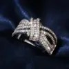 Wholesale Huajie Hollow Ribbon Sweet Gift Small Size Popular Design Personality Ring Women Luxury Ring Geometric Pattern Carved Copper Ring