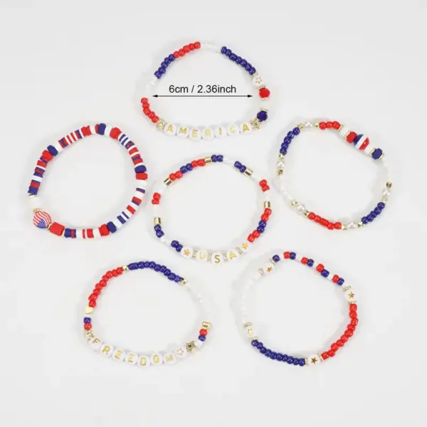 Wholesale Independence Day American Flag Bracelet Beads Handmade Jewelry Unisex Geometric Design Novelty Accessories