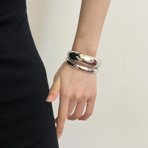 oly-dfbe66f61b563c5efa12ae42ca5f1c00 Wholesale Niche Irregular Metal Glazed Open Bracelet Cold Style High-grade Light Luxury Personalized Wide Bracelet