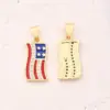 oly-dfc3c6dbcb87330a4cc15e2d1616a765 Wholesale 1 Pc/Package 12.5x17mm 15x11mm 19x10mm Hole 3~3.9mm 5x3.5mm Copper Zircon 18K Gold Plated Ice Cream Letter American Flag Polished Pendant