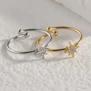 Wholesale PVD Coated Real Gold Plated 18K Solid Color 304 Stainless Steel Ball 201 Elegant Simple Style Commute Waterproof Non Tarnish Open Ring