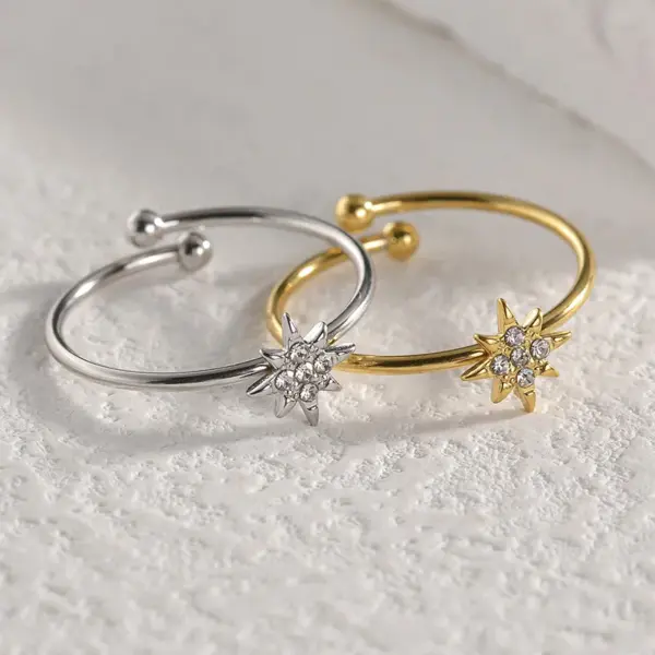 Wholesale PVD Coated Real Gold Plated 18K Solid Color 304 Stainless Steel Ball 201 Elegant Simple Style Commute Waterproof Non Tarnish Open Ring