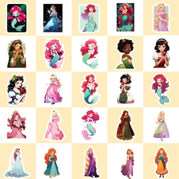 oly-dfd612105090b7d27e1dc1cc5235583e Wholesale Selling 50 colorful cartoon princess stickers children's cartoon baby girl kindergarten reward princess collection