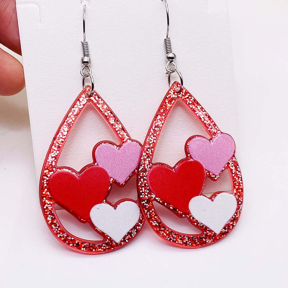 Wholesale European and American Valentine's Day Earrings Love Water Drops LOVE XOXO English Letter Love Acrylic Earrings Jewelry