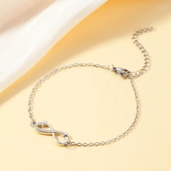 Wholesale 1pc Simple Fashion Bowknot Heart Anchor ECG Infinity Symbol Pendant Bracelet, Suitable For Daily Wear On Dates
