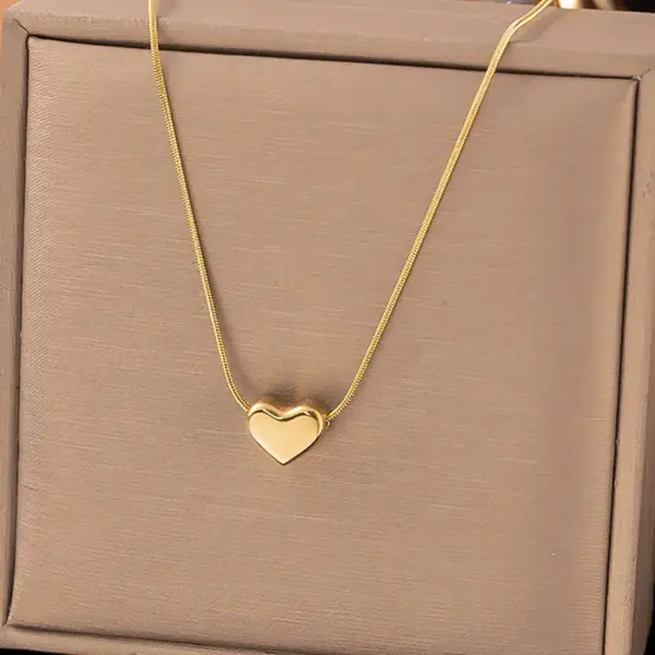 Wholesale Heart Shape Necklace For Women With 18K Real Gold Plated 304 Stainless Steel Featuring PVD Vacuum Plating And Electroplated Gold Finish