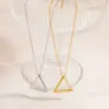 Wholesale PVD Coated Real Gold Plated 18K Gold Triangle 304 Stainless Steel Casual Waterproof Non Tarnish 304 Stainless Steel Lobster Trigger Clasp Closure Pendant Necklace