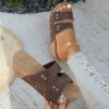Wholesale one-word sandals and slippers women’s spring muffin thick-soled wedge slippers