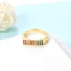 Wholesale Women’s Rectangle Claw Setting Ring In Brass With 18K Real Gold Water Plating And Zircon Inlay