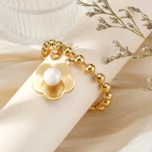 Gold / One Size / Pearl flower