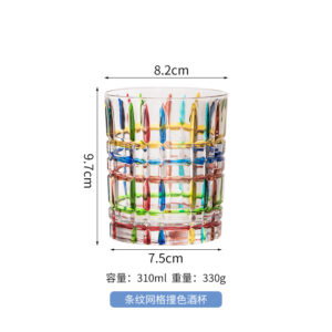 Striped grid contrast whiskey glass