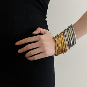 oly-e04c01eac7e4ab4156708a0ae7539d49 Wholesale Light Luxury Multi-layer Gold and Silver Stacked Stretch Bracelet Women's Niche High-end Retro Bracelet Autumn and Winter Hand