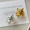 Wholesale Electroplated Brass Animal Ring For Women With Golden Plated Finish And Zircon Inlay