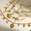 Wholesale Sun Pendant Necklace For Women In 304 Stainless Steel With 18K Gold PVD Coating And Zircon Inlay, Side Chain