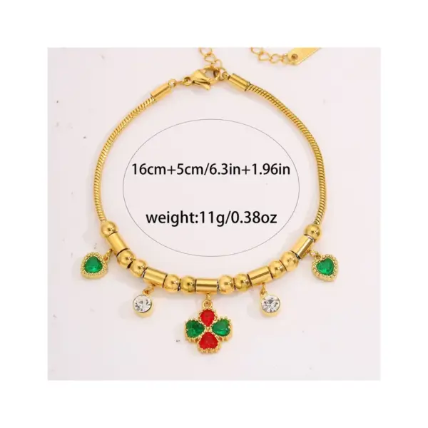 Wholesale Waterproof Non Tarnish Flowers Bracelet For Couples, 18K Real Gold Plated 304 Stainless Steel With Zircon Inlay And Snake Chain