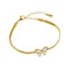 Wholesale Titanium steel butterfly three-piece set, titanium steel colorfast necklace, bracelet, and earrings.