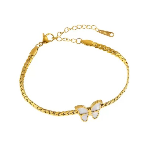 Wholesale Titanium steel butterfly three-piece set, titanium steel colorfast necklace, bracelet, and earrings.
