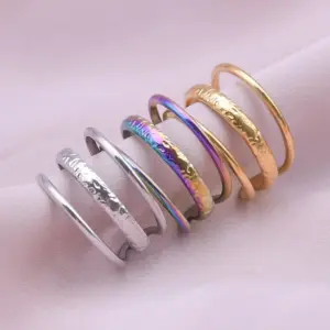 Wholesale PVD Coated Real Gold Plated 18K Gold Geometric 304 Stainless Steel Simple Style Waterproof Non Tarnish Open Rings