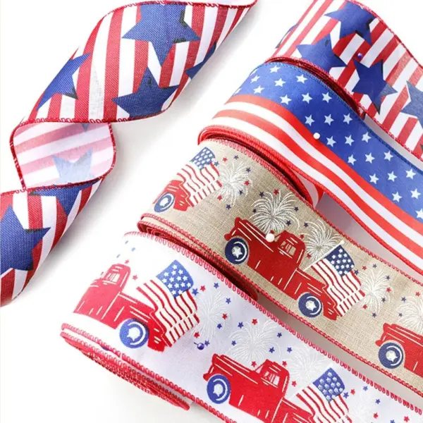 oly-e07e5b0ad5830b179a5b0bf7fc741ccc Wholesale Decorative Ribbon Car Star DIY Bow Decoration Patriotic Atmosphere Event