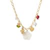Wholesale Stainless steel pendant necklace with flower and butterfly design, clavicle chain