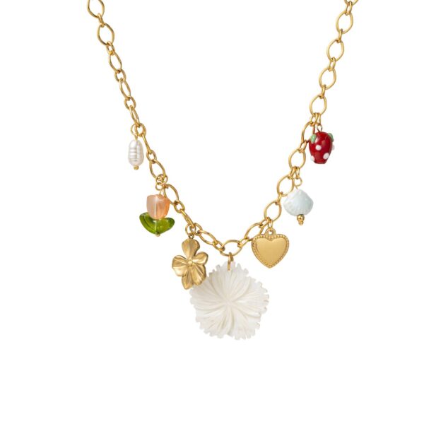 Wholesale Stainless steel pendant necklace with flower and butterfly design, clavicle chain