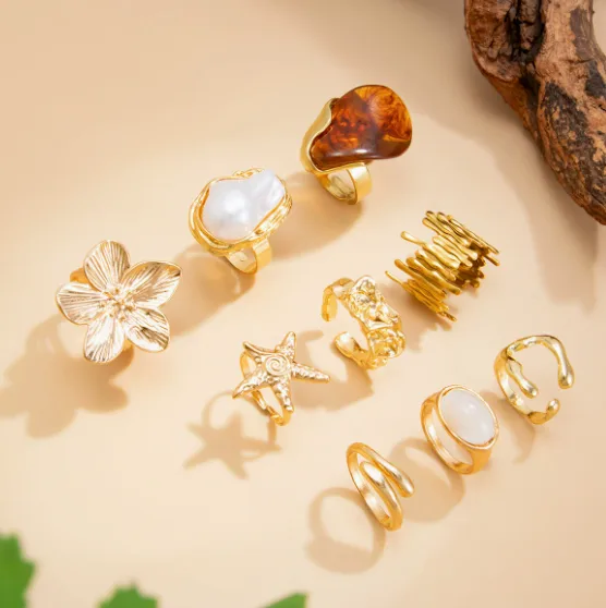 Wholesale Multicolor Antique Silver Plated Open Rings For Women With 0.01µm Plating And Artificial Gemstones