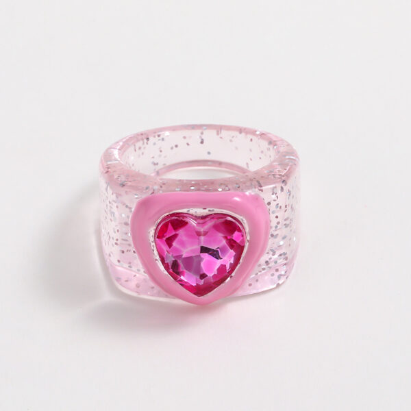 oly-e09efdc92c53497f4e1f8502215349ef Wholesale Kenjie autumn and winter Valentine's Day resin love Peach Bottom oil point diamond ring female fashion ring