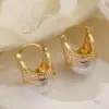 Wholesale New Vintage Design Women's Earrings Copper Plated Zirconium Stone Fashionable Versatile Geometric Pattern Daily Wear Jewelry