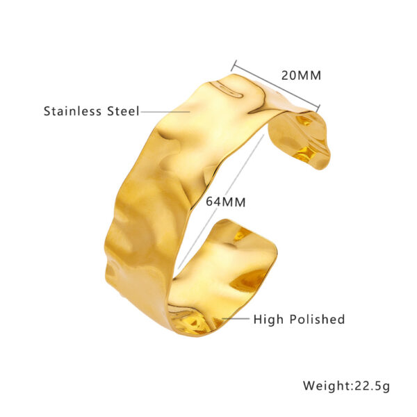 oly-e0a6f1c79452b078e856660ff0000564 Wholesale stainless steel bracelet heavy work hammered C- shaped bracelet retro gold wide titanium steel open bracelet