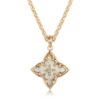 Wholesale Women's Accessible Luxury Lucky Clover Necklace 14K Gold-Plated Square Zircon Clavicle Chain Mother's Day Pendant