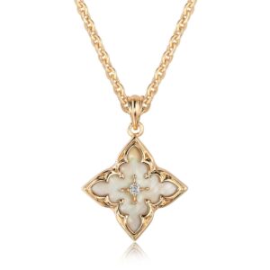 Wholesale Women's Accessible Luxury Lucky Clover Necklace 14K Gold-Plated Square Zircon Clavicle Chain Mother's Day Pendant