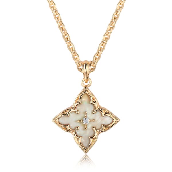 Wholesale Women's Accessible Luxury Lucky Clover Necklace 14K Gold-Plated Square Zircon Clavicle Chain Mother's Day Pendant
