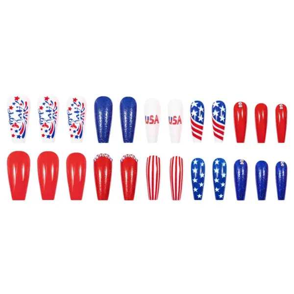Wholesale Flag Design Wearable Nail Stickers Medium Size Nail Art Stickers Retro French Cartoon Heart-shaped Floral