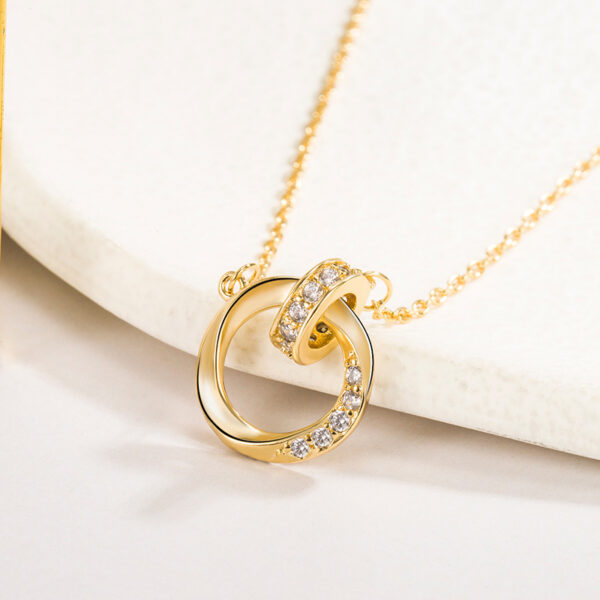oly-e0b34d149cbc0c073c4ca9b4b5e460c2 Wholesale Diamond-Encrusted Double-Ring Möbius Ring Couple Necklace, a Pair of Men's and Women's Light Luxury Niche High-End Valentine's Day Gift