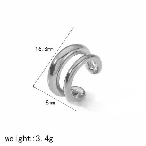 Wholesale PVD Coated Real Gold Plated 18K Gold C Shape Solid Color 304 Stainless Steel Simple Style Classic Style Waterproof Non Tarnish Ear Cuffs