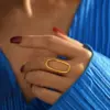 Wholesale PVD Coated Real Gold Plated 18K Gold Geometric 304 Stainless Steel Elegant Retro Waterproof Non Tarnish Open Rings