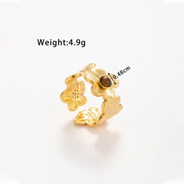 Wholesale Jewelry IG Style Retro French Style Flower 304 Stainless Steel Open Rings