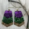 oly-e0bbeab814f5da02c7ac434556a067e9 Wholesale Christmas Series Tassel Trapezoidal Shaved Glossy Leather Earrings Faux Leather Jewelry Accessories