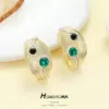 Wholesale C Shape Earrings For Women With 925 Sterling Silver Posts, Copper Base, 14K Real Gold Plated And Rhinestone Inlay
