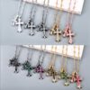 Wholesale Antique bronze pendant necklace with double cross design for men and women.