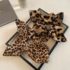 Wholesale square leopard print pleated hair ring vintage temperament hair rope fashion versatile personality headdress