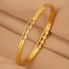 Wholesale Solid Color Roman Style Bangle For Olympic Games, Made Of 304 Stainless Steel With 18K Real Gold Plated And Rhinestones Inlay