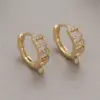 Wholesale Circle Hoop Earrings For Women In Copper With Zircon Inlay, Simple Style Featuring Copper Ear Pins
