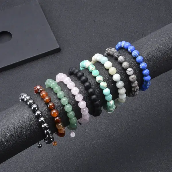 Wholesale Simple Style Multicolor Agate Tiger Eye Lapis Lazuli Bracelets